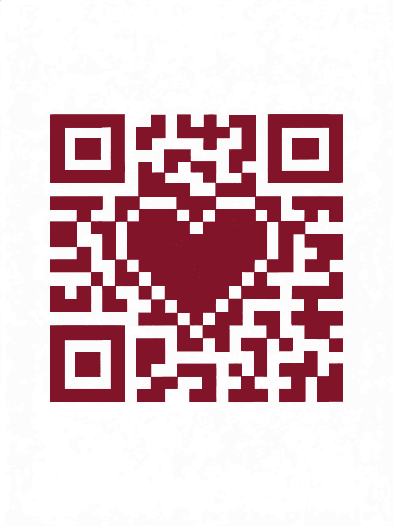 A QR code with a heart worked into its centre