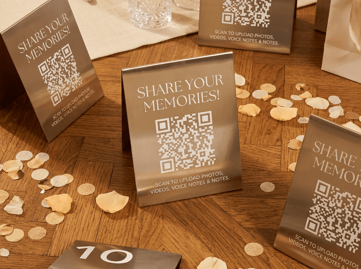 The Guest Log event standee with QR code